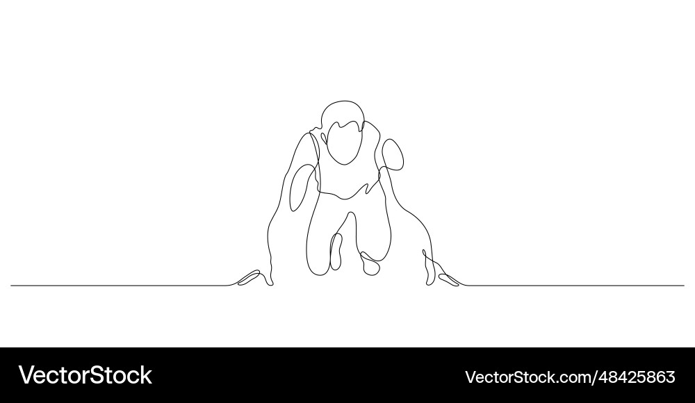 Man runner in ready posing one line drawin Man runner in ready posing one line drawin vector image