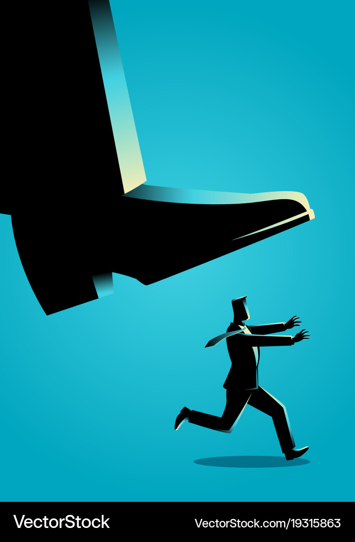 Man Running From Large Footprint Vector Image