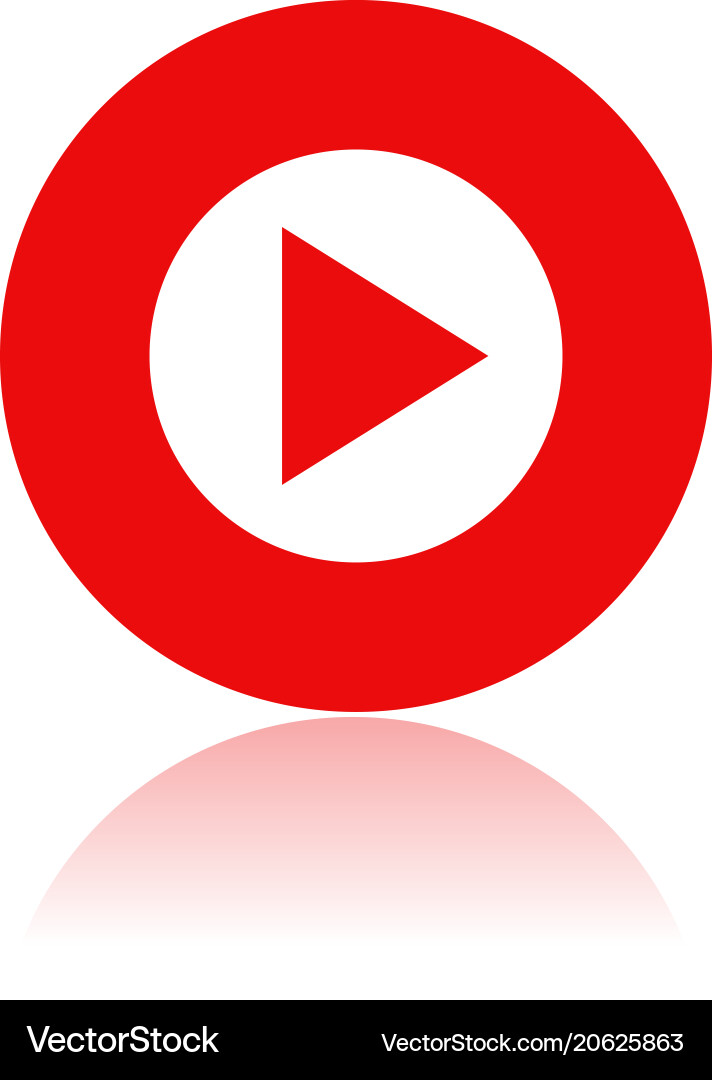 Round Red Play Button with Reflection vector image