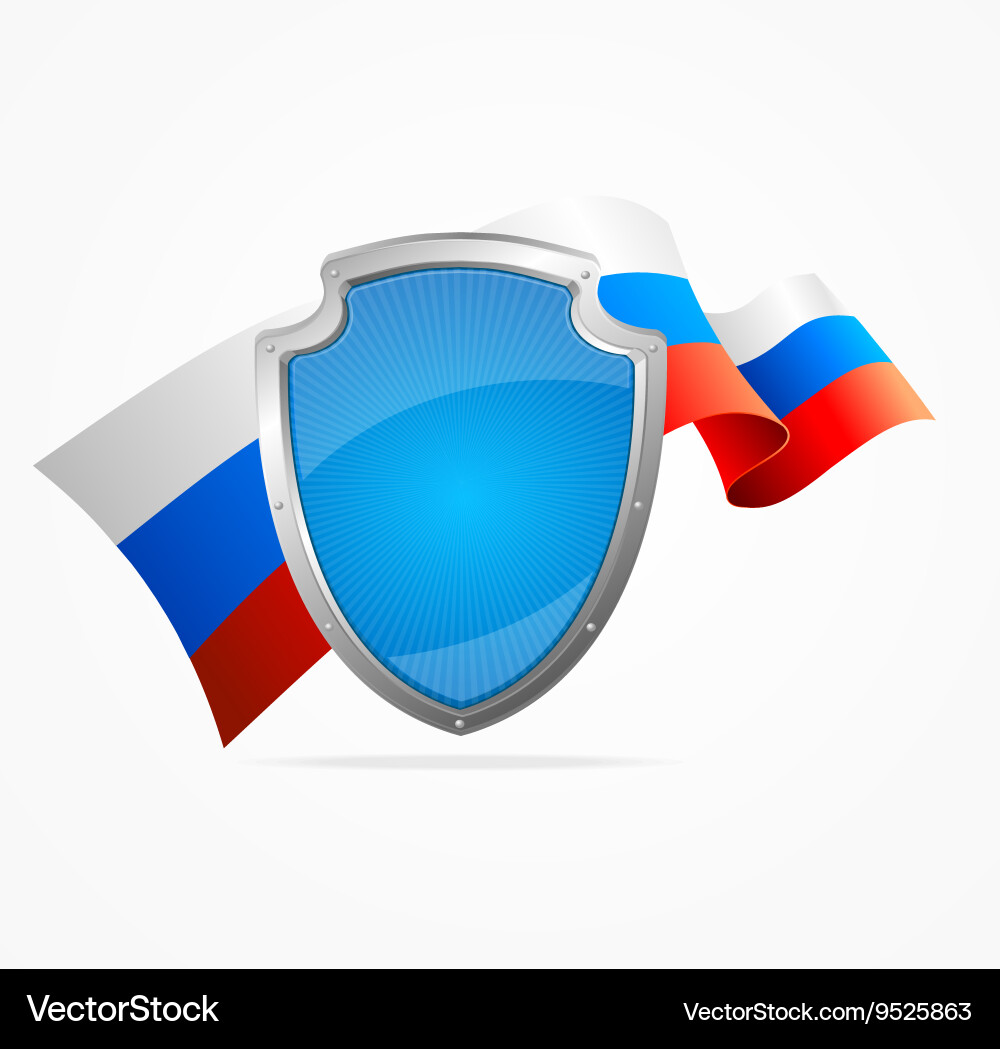 Russia flag and shield Vector Image