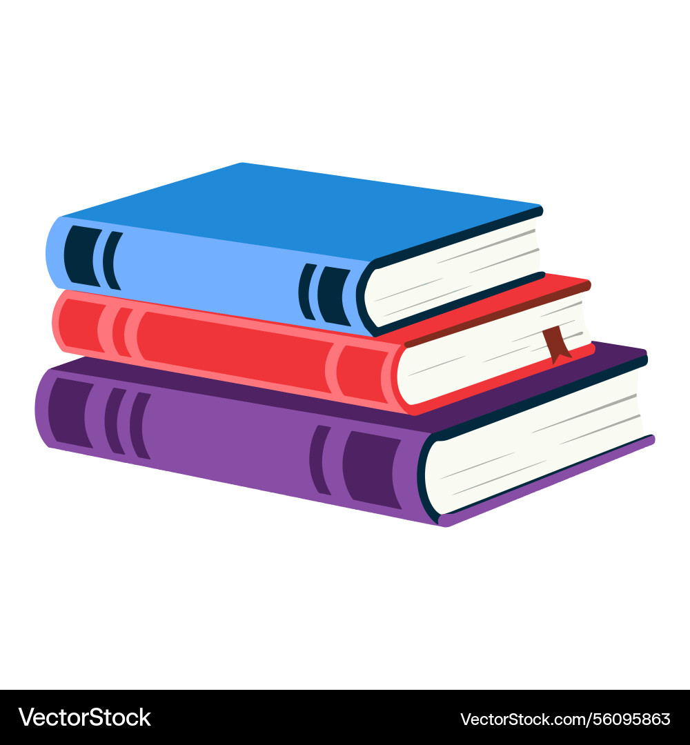 Stack of three colorful books various Vector Image