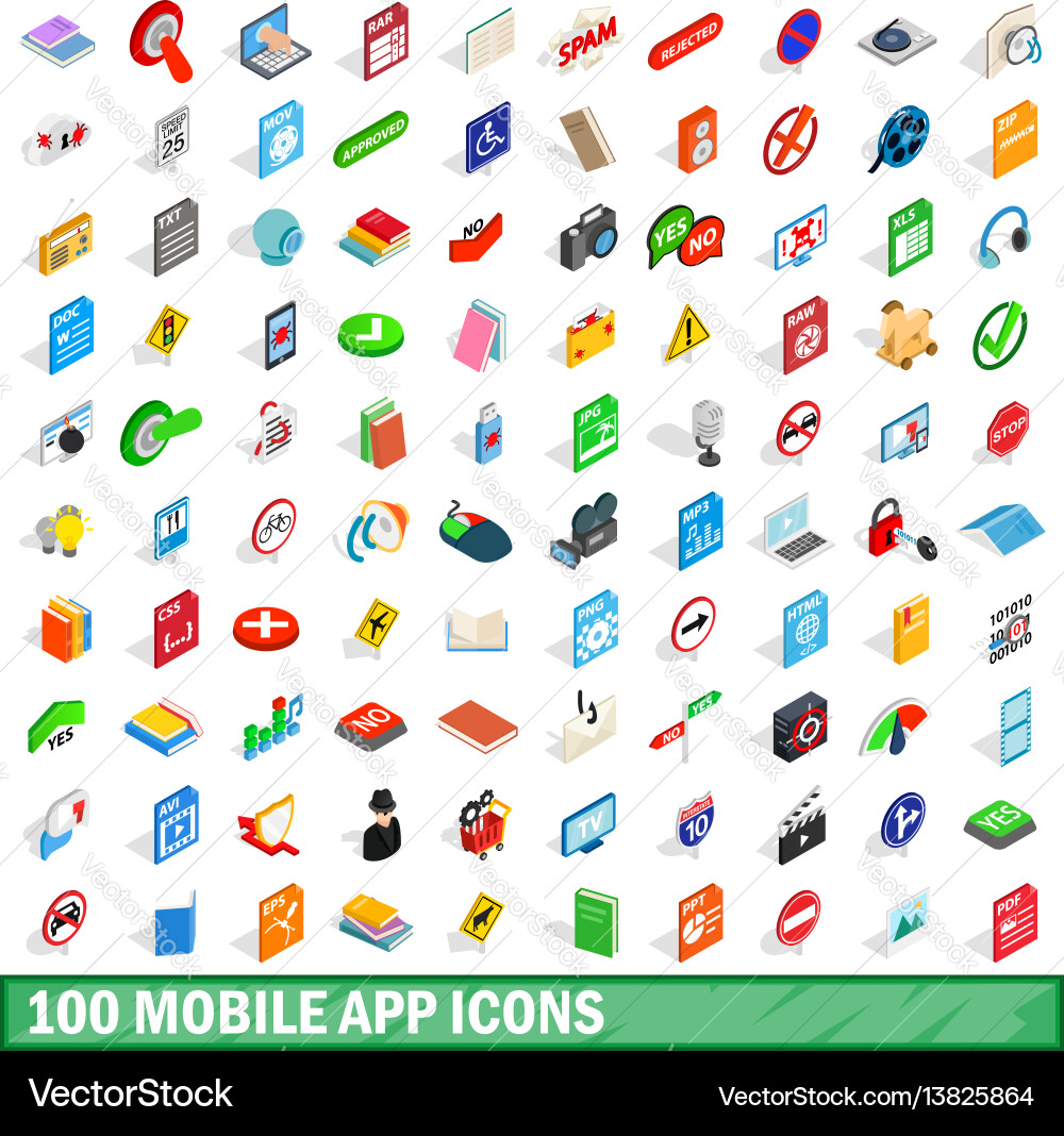 100 mobile App-Symbole setzen isometrisch 3d-Stil 100 mobile App-Symbole setzen isometrisch 3d-Stil vektorbild