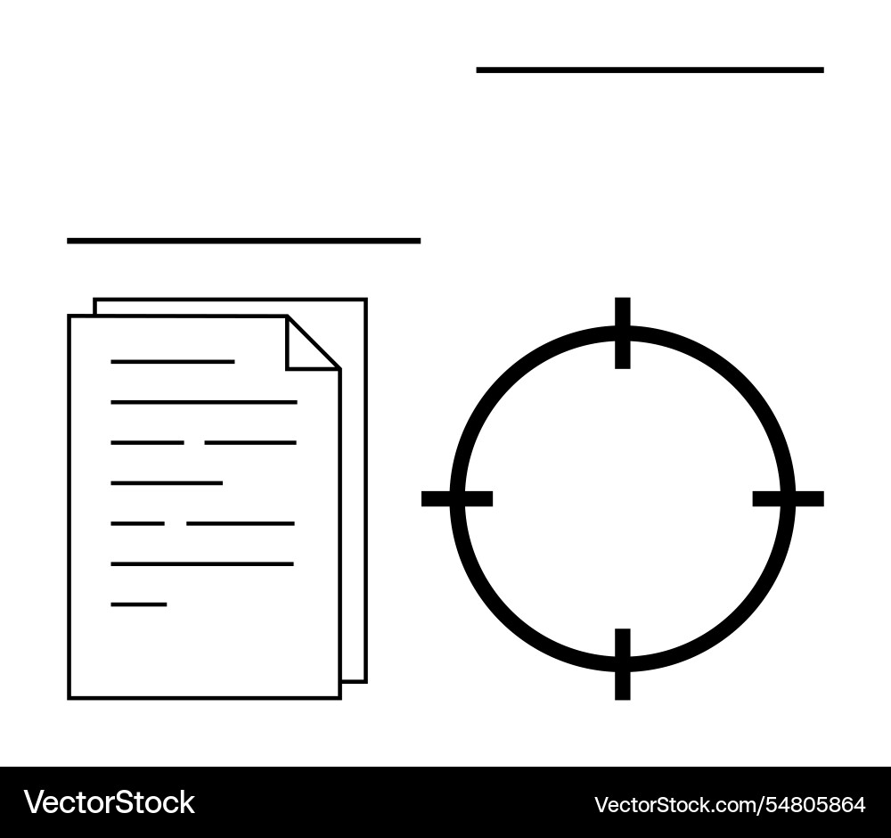 Documents and target symbol representing focused Documents and target symbol representing focused vector image