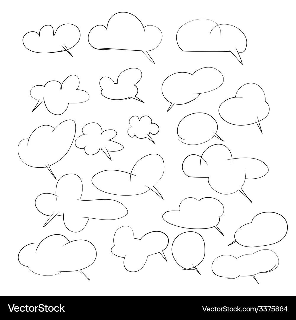 Hand drawing set of cloud for adding text Vector Image