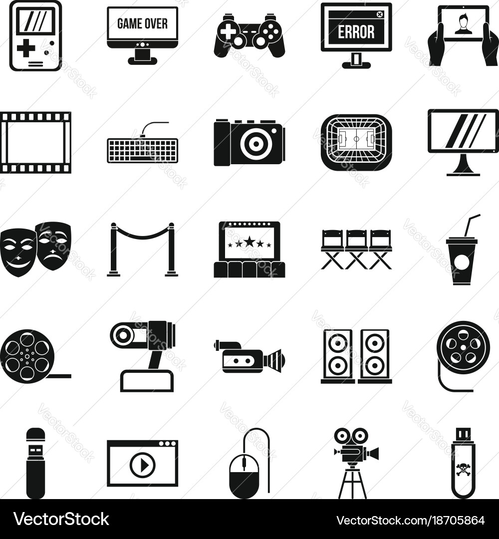 Interesting show icons set simple style Vector Image