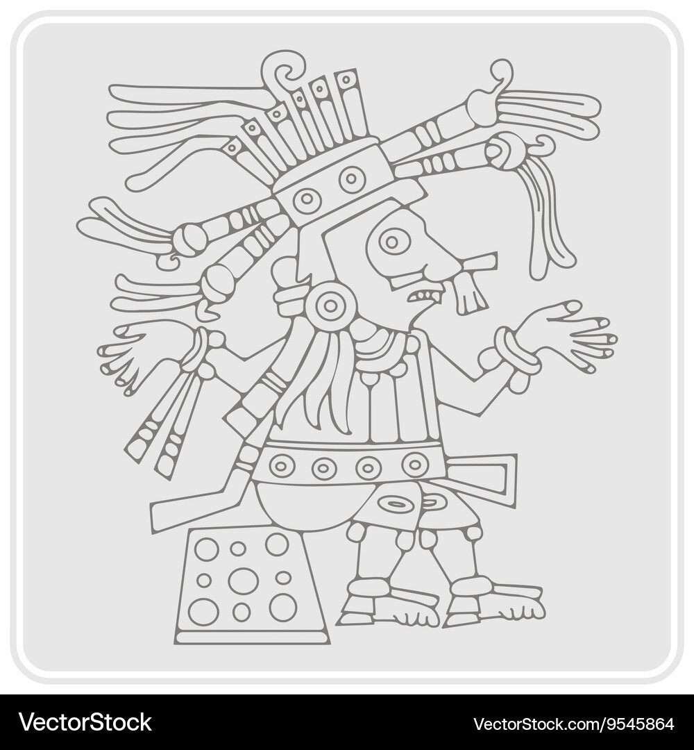 Monochrome icon with symbols from aztec codices Vector Image