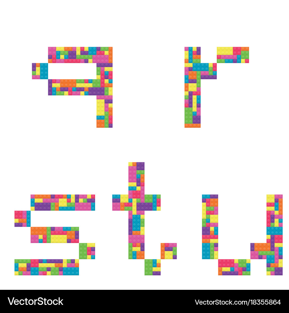 Q r s t u alphabet lowercase letters from vector image