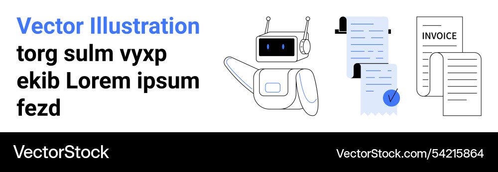 Robot sorting documents with digital verification vector image