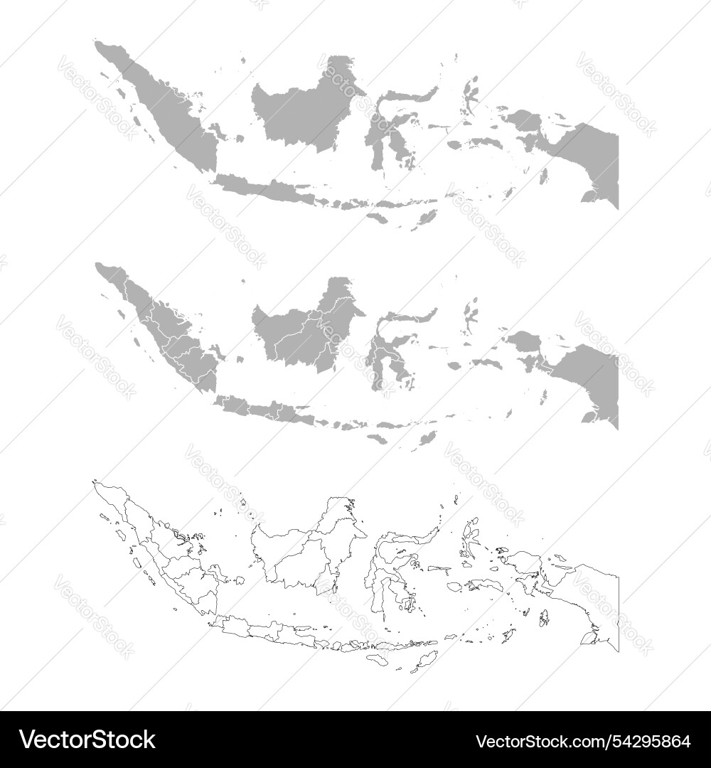 Set of indonesia maps with main map and regional vector image