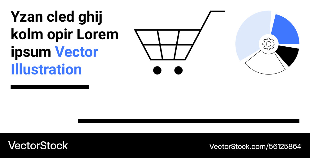 Shopping cart with data pie chart representing Shopping cart with data pie chart representing vector image