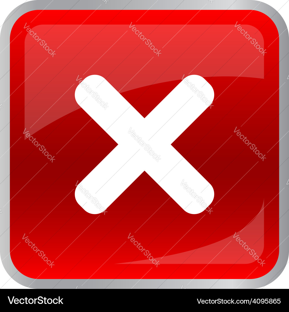 Rejected Red Square Button vector image