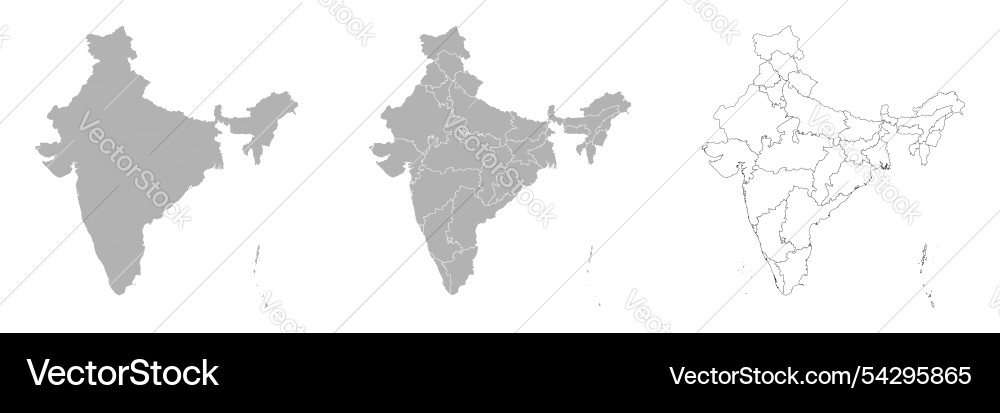Set of india maps with main map and regional vector image