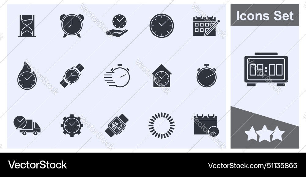 Time and clock icon set symbol collection logo Time and clock icon set symbol collection logo vector image