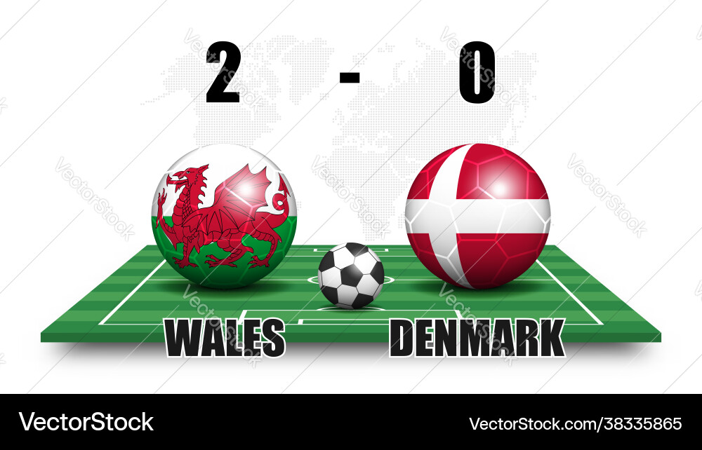 Wales vs Denmark Soccer Match Vector Image