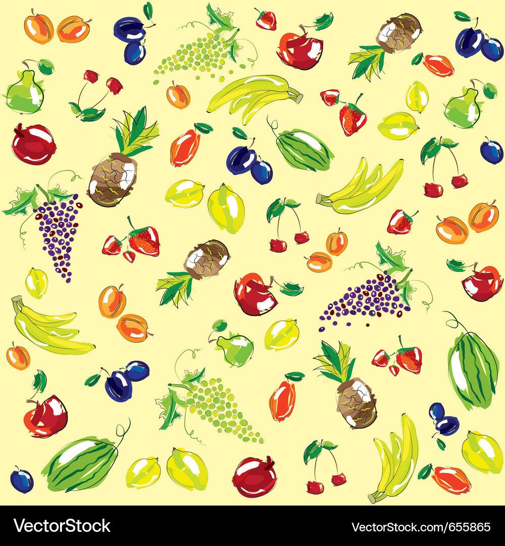 Whimsical Fruit Sketch Pattern Vector Image