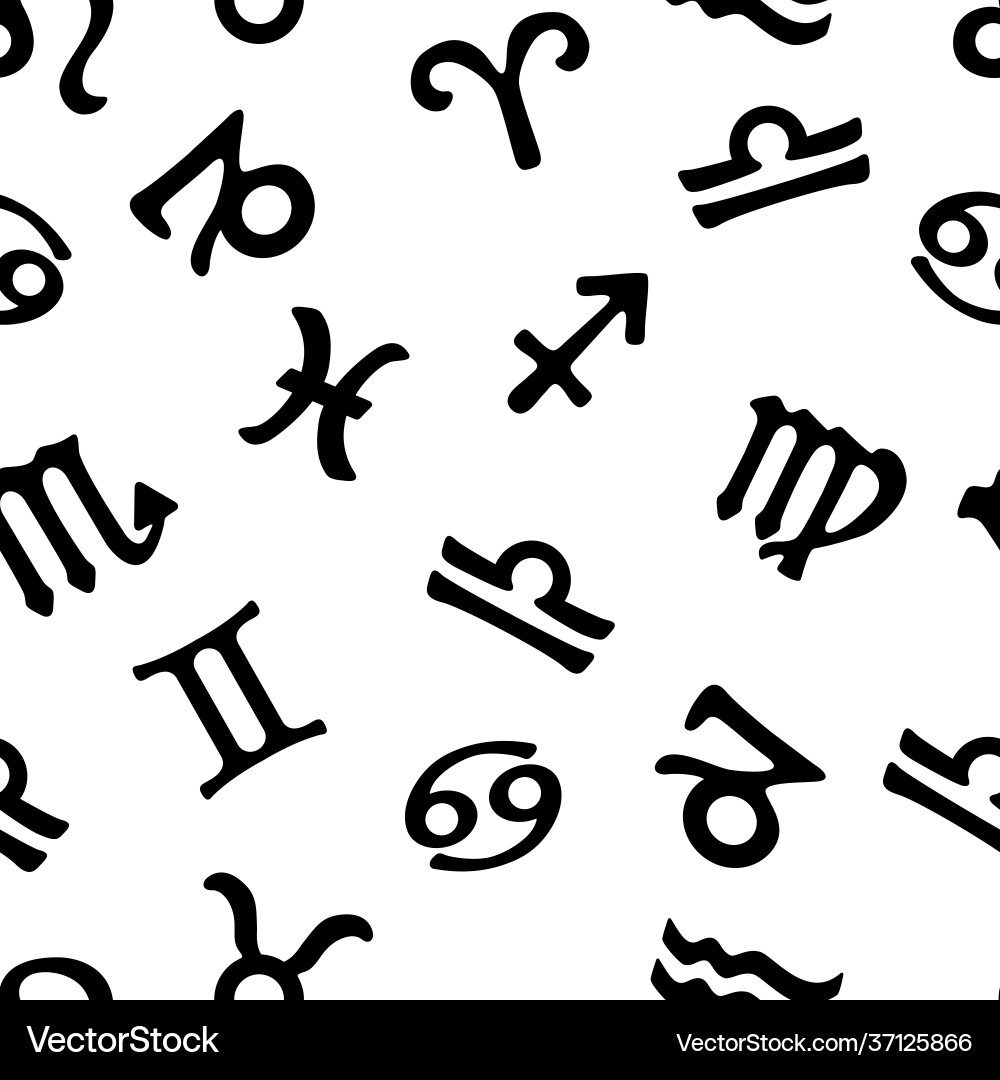 Black zodiac signs seamless pattern Black zodiac signs seamless pattern vector image