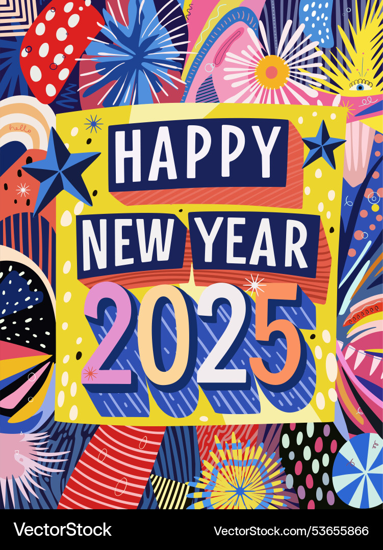 Colorful festive new year 2025 card Colorful festive new year 2025 card vector image