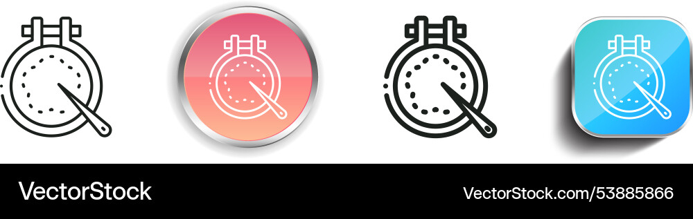 Embroider icon thin linear regular and button Vector Image