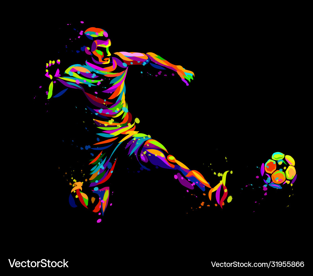Footballer with ball abstract graphic Footballer with ball abstract graphic vector image