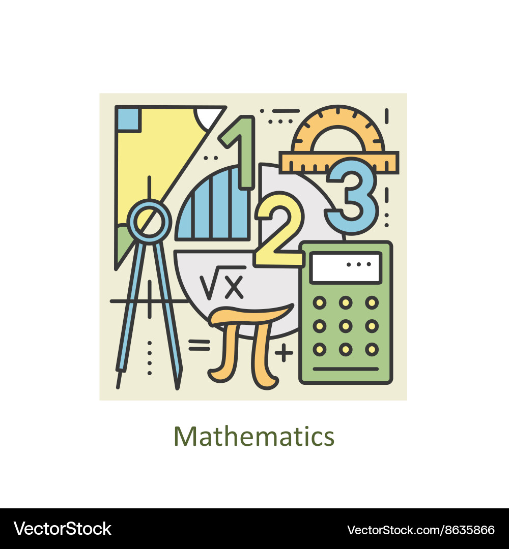 Modern color thin line concept mathematics Vector Image