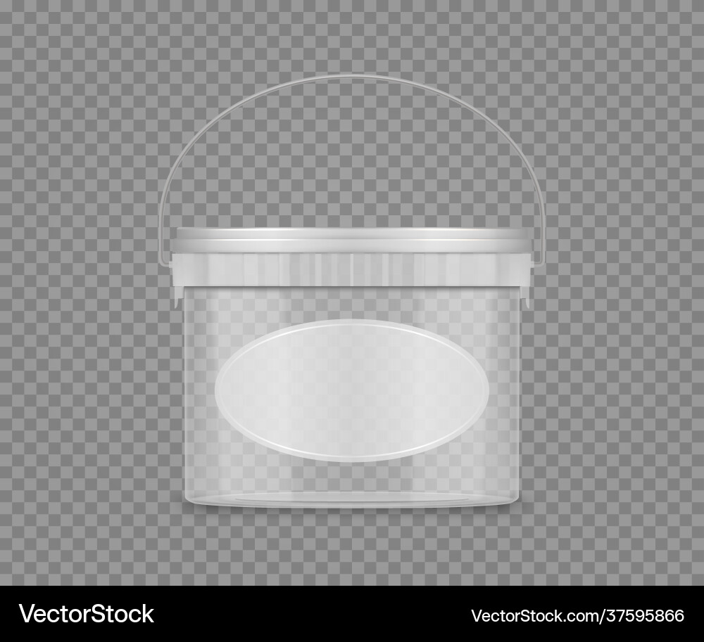 Transparent bucket mockup with label and handle Transparent bucket mockup with label and handle vector image