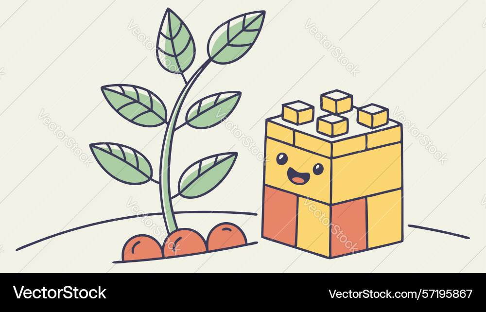 Building block plant in pot art design generative Vector Image