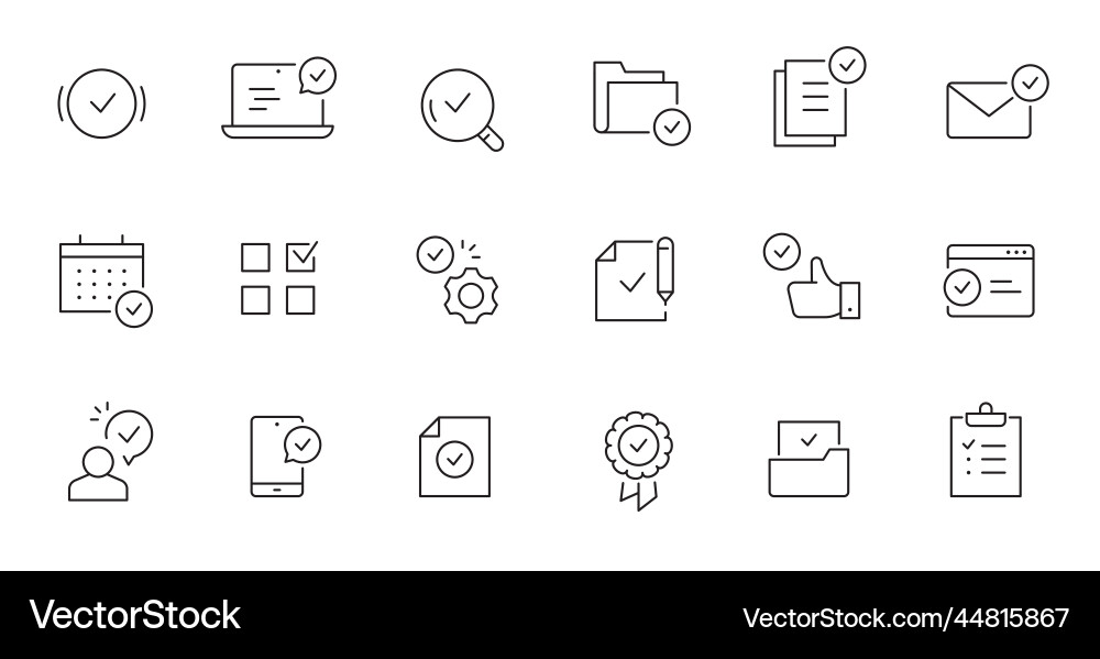 Check mark quality control line icon approve Check mark quality control line icon approve vector image
