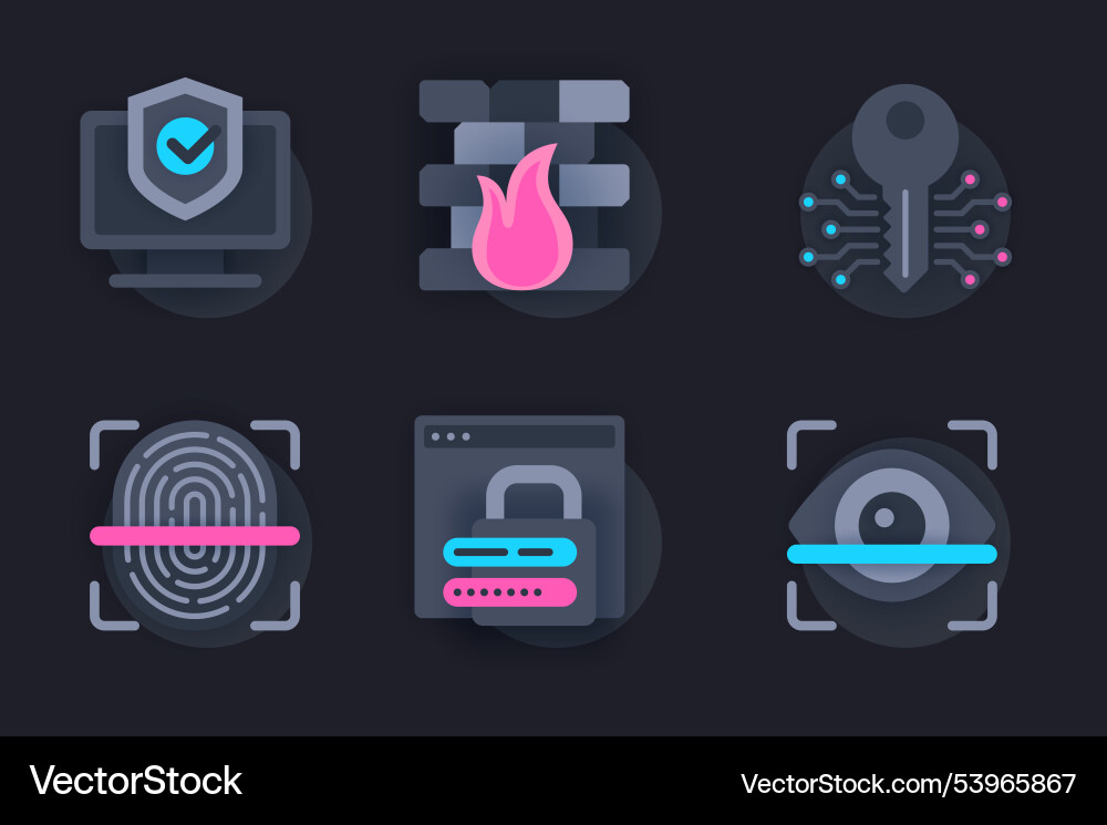Cyber security web concept of 3d paper icons set Vector Image