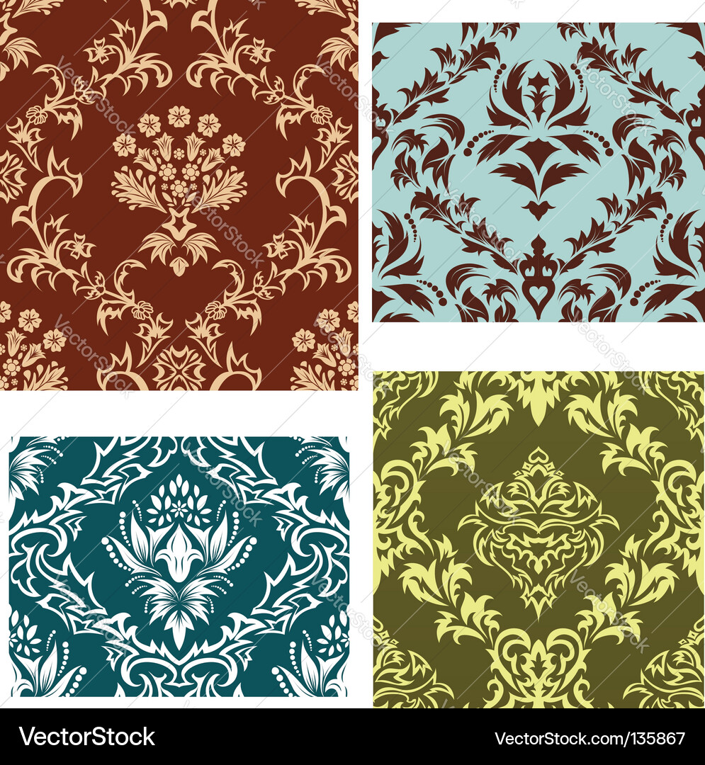 Damask patterns set Vector Image