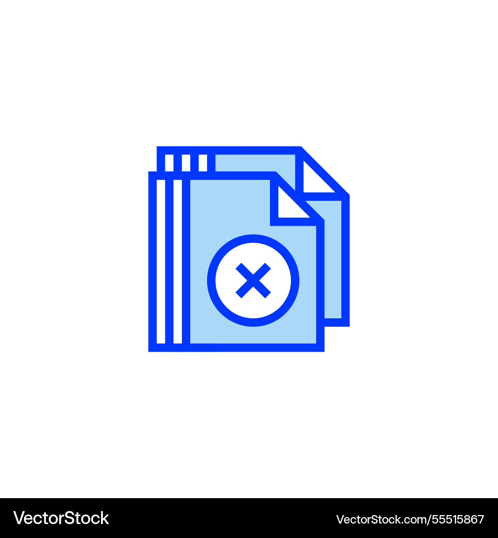 Document with x mark icon linear style sign Document with x mark icon linear style sign vector image