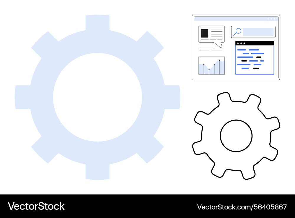 Gear mechanism and digital dashboard representing Gear mechanism and digital dashboard representing vector image