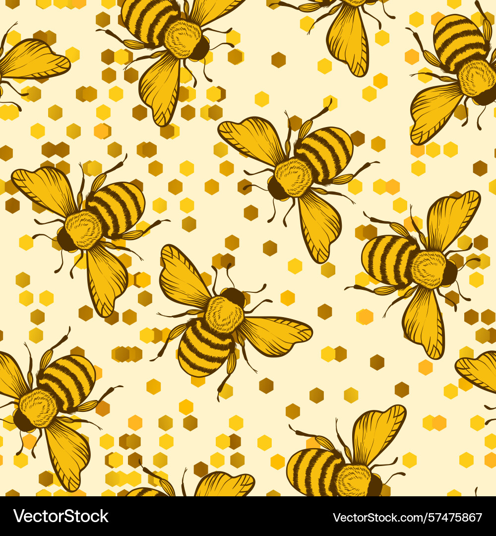 Seamless pattern with bees small wasp Vector Image