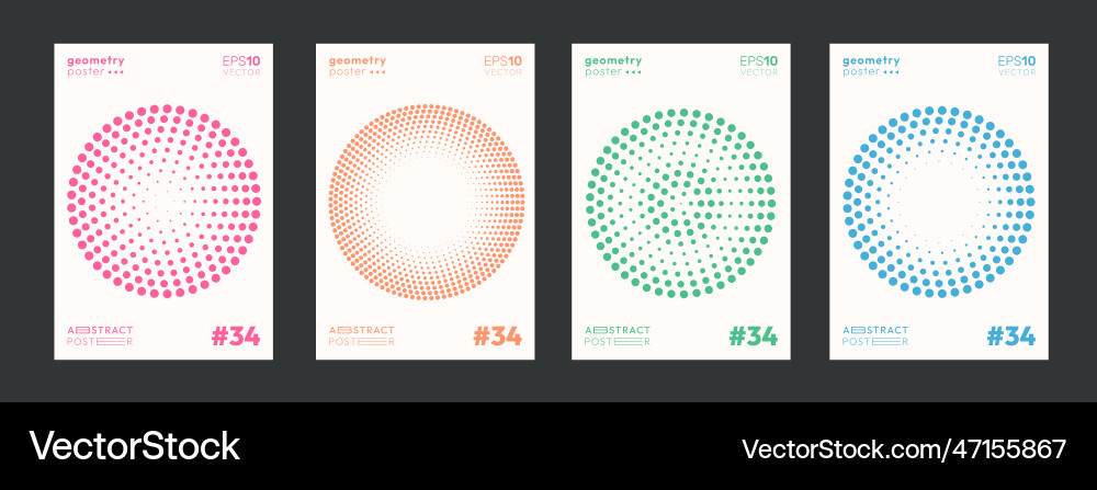 Set of circle halftone dots pattern shapes modern vector image