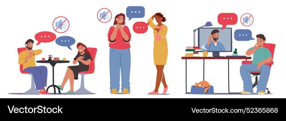 Characters communicate using sign language Vector Image