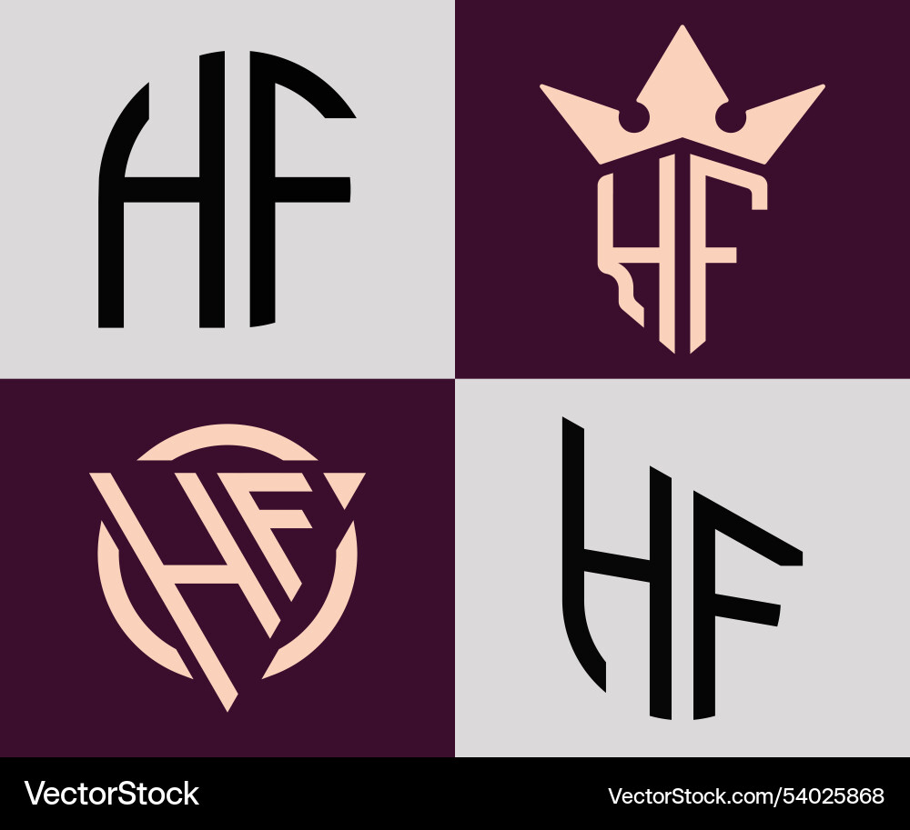 Creative simple initial letters hf logo designs Vector Image