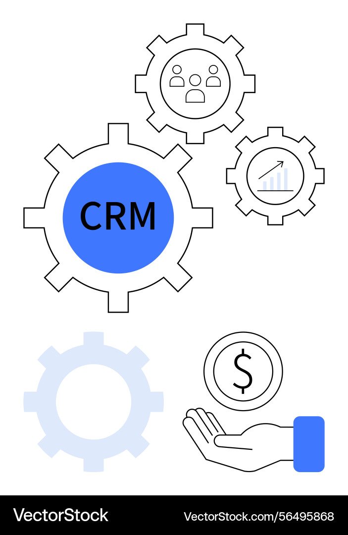 Crm system integration with business data team Vector Image
