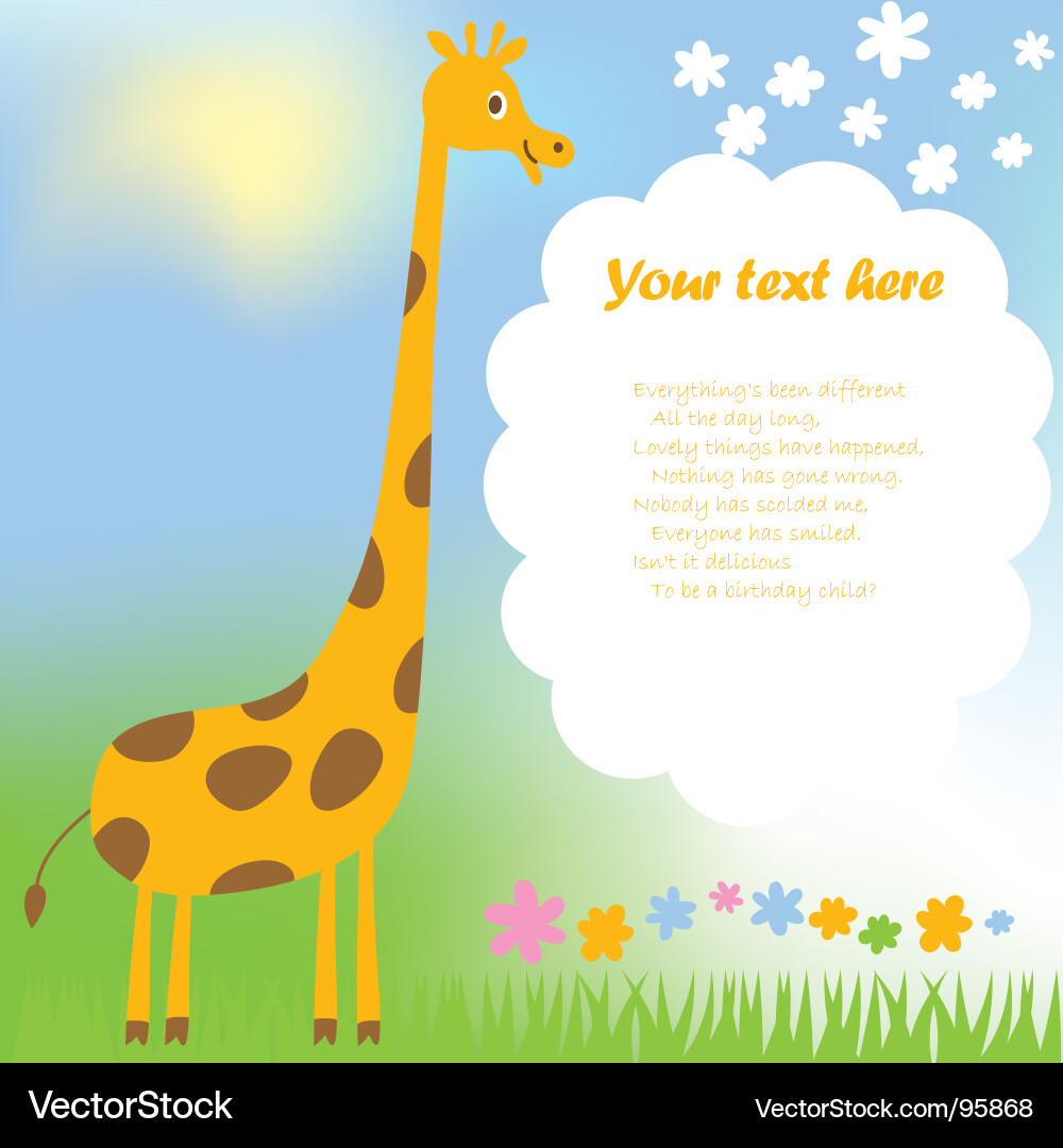 Cute Giraffe Birthday Card Vector Image