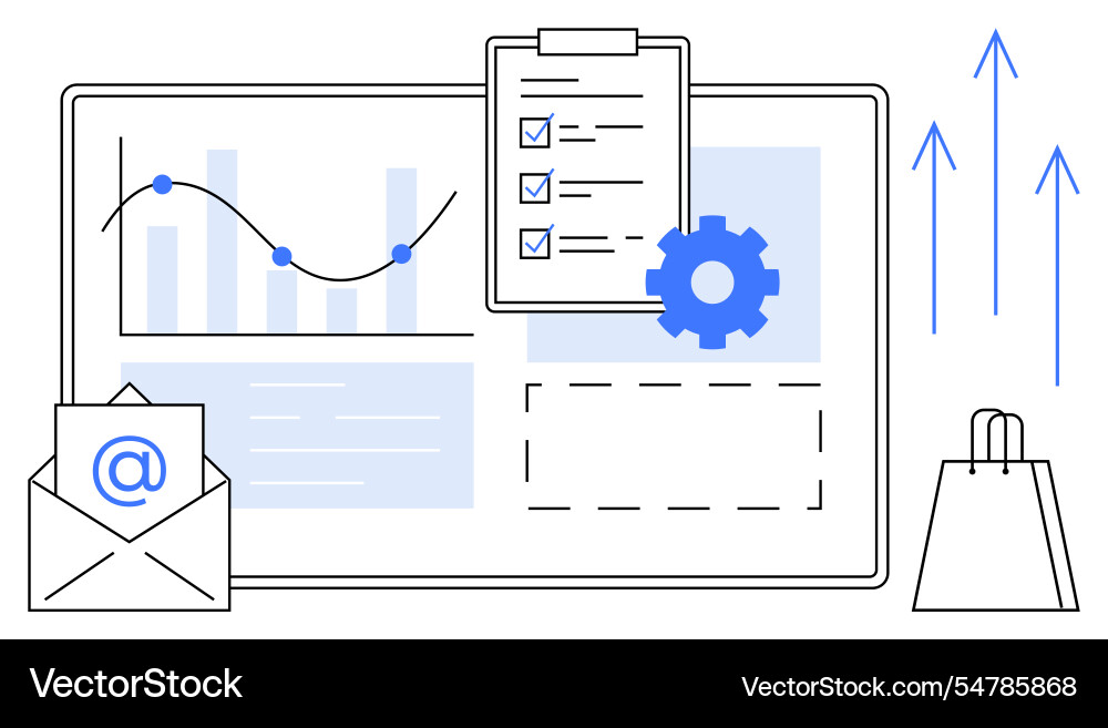 Data analysis and planning with email chart Data analysis and planning with email chart vector image