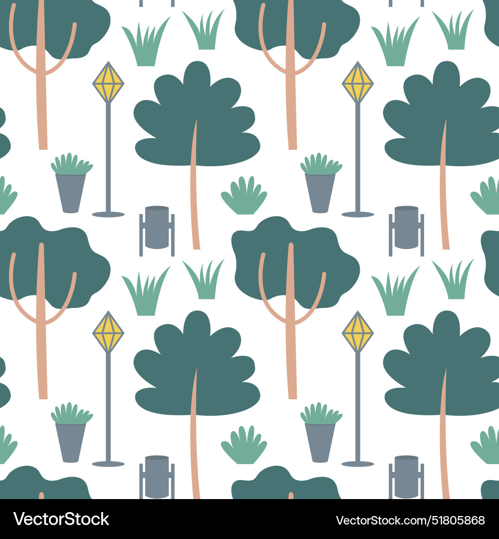 Flat style forest trees seamless pattern vector image