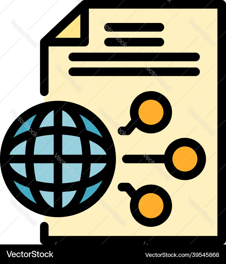 Global scheme report icon color outline Global scheme report icon color outline vector image