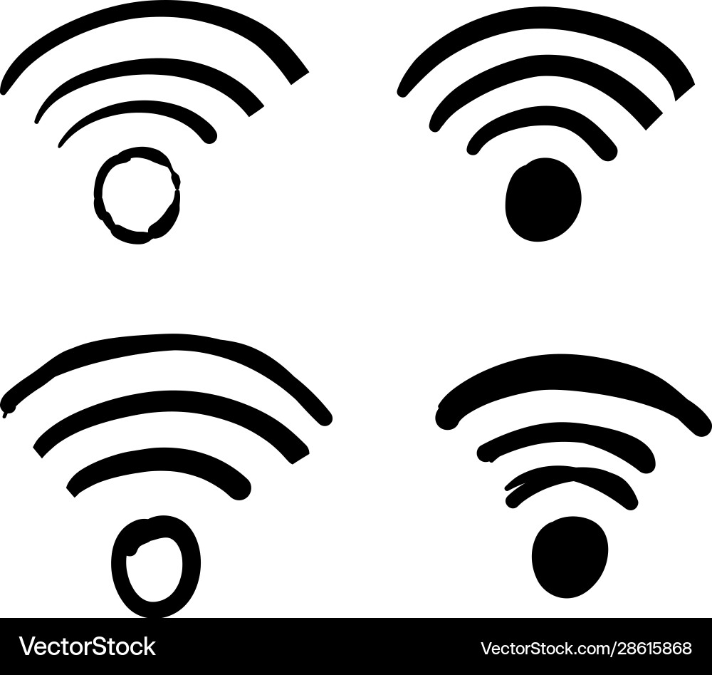 Handdrawn doodle wifi icon collection vector image