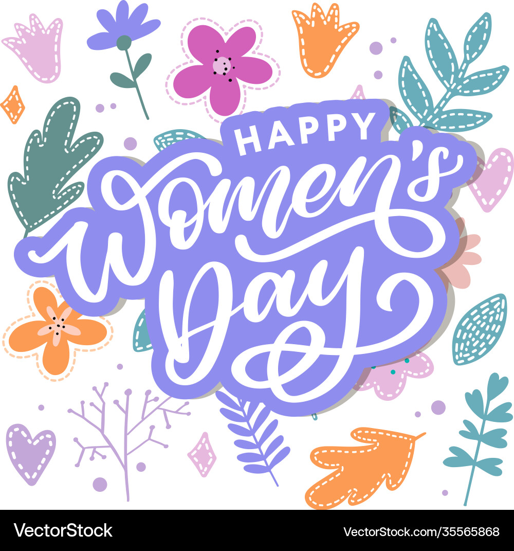 Happy womens day handwritten lettering modern Happy womens day handwritten lettering modern vector image