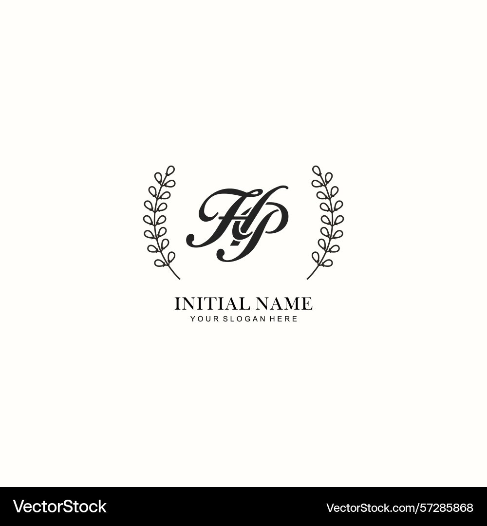 Hp initial logo templates with botanical elements Vector Image