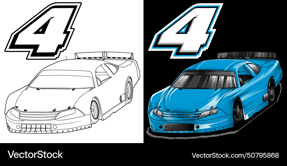 Light blue drag racing car with white strip Vector Image