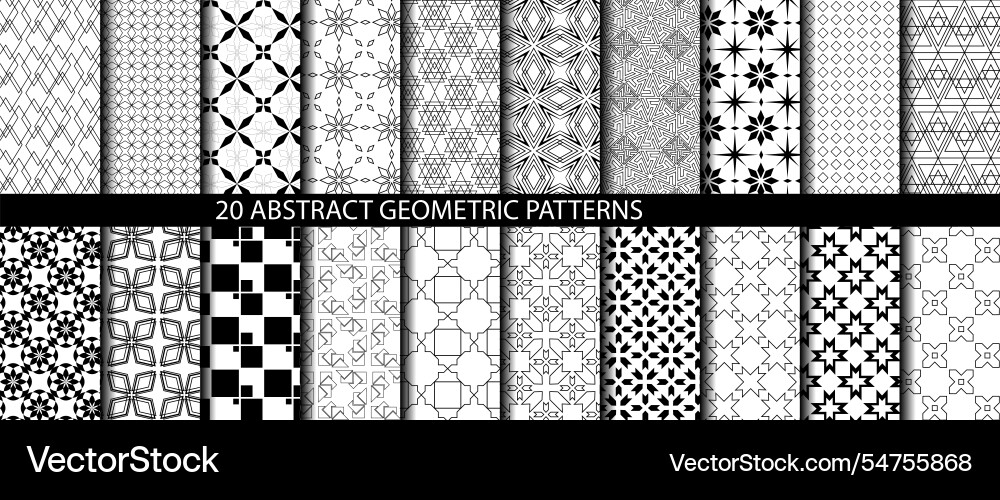 Set of 20 abstract geometric pattern Set of 20 abstract geometric pattern vector image