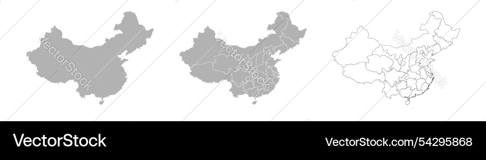 Set of china maps with main map and regional Vector Image