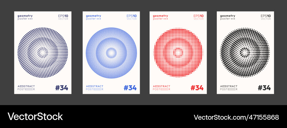 Set of circle halftone dots pattern shapes modern Vector Image