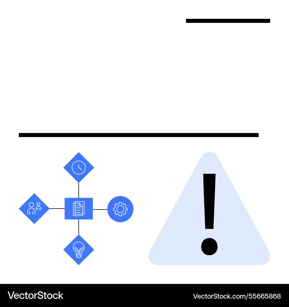 Warning triangle with system workflow icons Vector Image