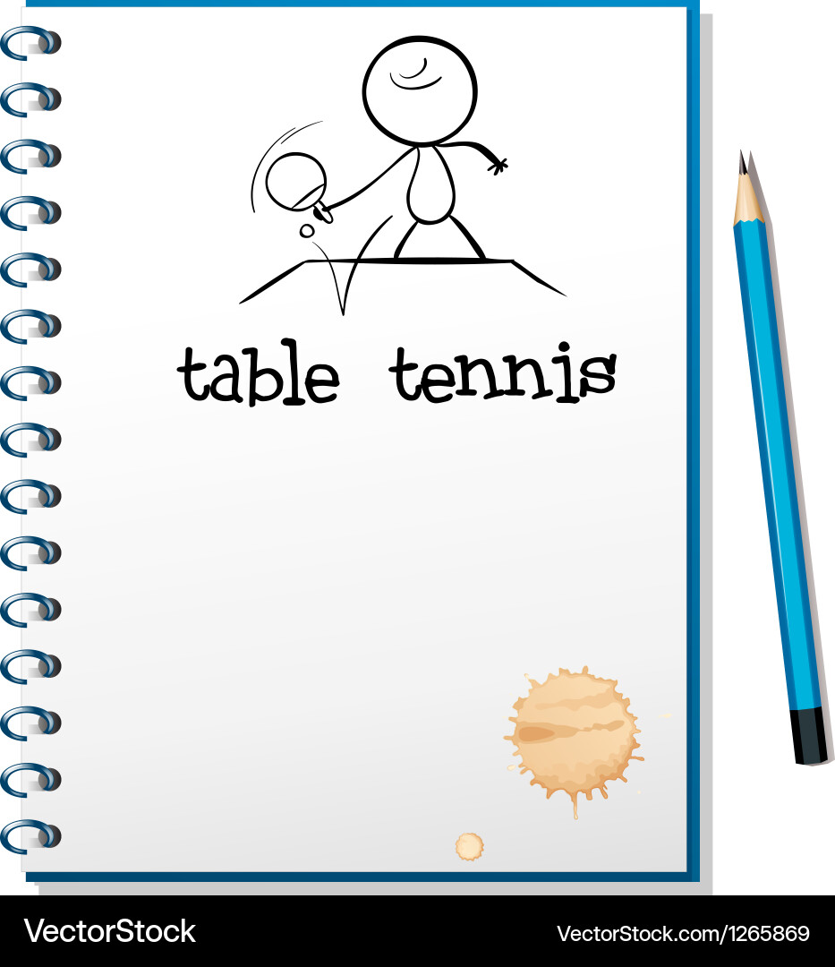 A notebook with sketch of table tennis player vector image