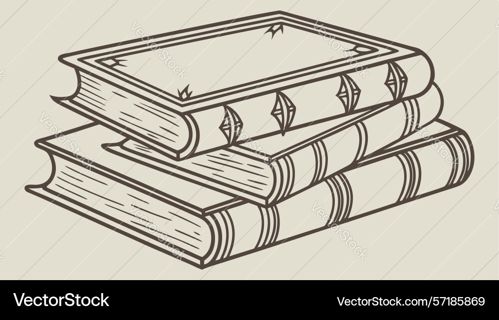 Aged book stack design generative ai vector image